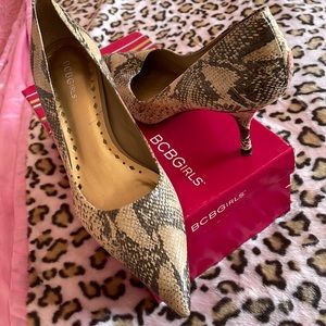 Barely worn BCBGirls snake skin pump